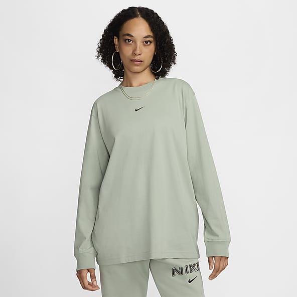 Womens Color Shop Green Lifestyle Long Sleeve Shirts. Nike